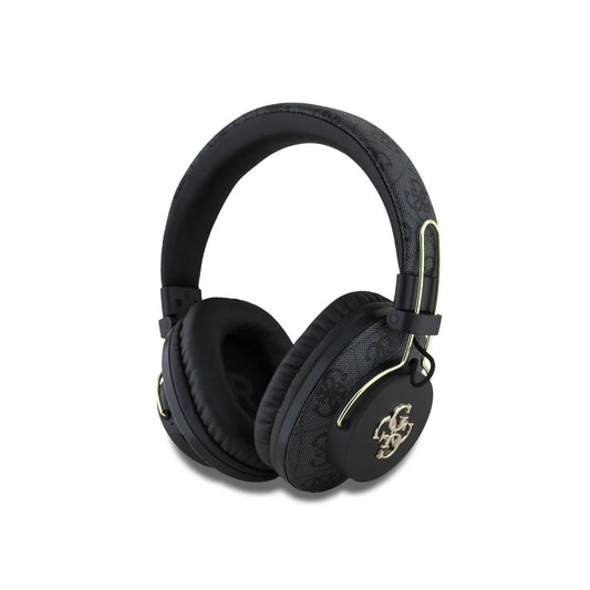 Guess 4G Black Faux Leather Over-Ear Bluetooth Headphones – Wireless Headphones with ENC Noise Cancellation, Microphone for Calls, Bluetooth 5.3, 40mm Drivers, Up to 30 Hours Battery Life, Integrated Control