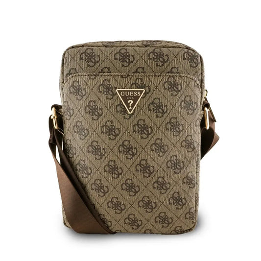 Guess Bandolera para Tablet de 8" – Bolso de Polipiel Marrón con Logo Triangular, Diseño Elegante y Ajuste Seguro