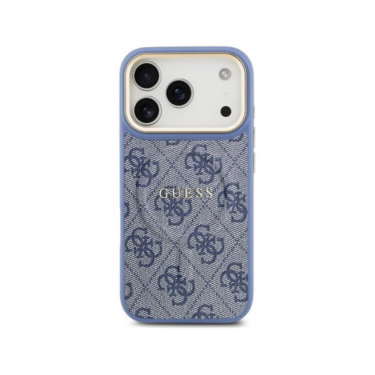 Guess Funda para iPhone 17 Pro – Carcasa de Polipiel Azul Compatible con MagSafe con Logo Clásico Guess, Protección Anticaídas y Ajuste Preciso