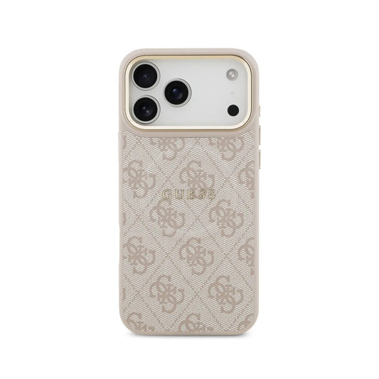 Guess Funda para iPhone 17 Pro Max de Polipiel Rosa con MagSafe – Carcasa con Logo Clásico Guess, Protección Anticaídas, Diseño Elegante y Ajuste Preciso
