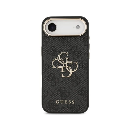 Guess Funda para iPhone Air – Carcasa de Polipiel Negra con Gran Logo Dorado 4G, Protección Anticaídas y Ajuste Preciso