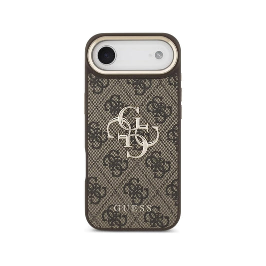 Guess Funda para iPhone Air – Carcasa 4G Marrón con Gran Logo Clásico Guess Dorado, Protección Anticaídas y Ajuste Preciso