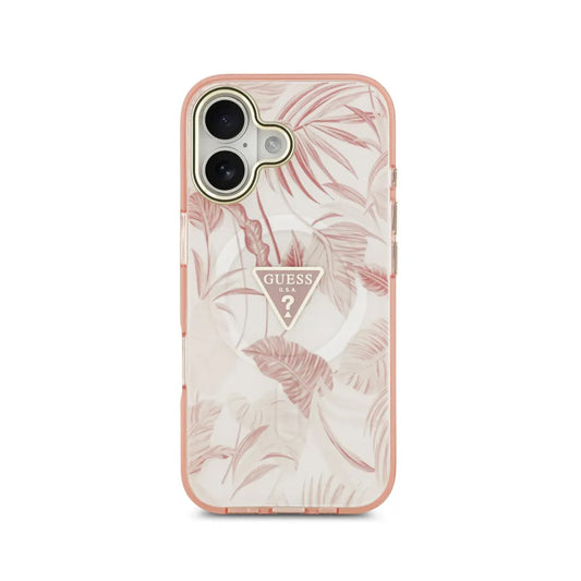 Guess Funda para iPhone 17 – Carcasa con MagSafe, Estampado Selvático Rosa, Protección Anticaídas y Ajuste Preciso