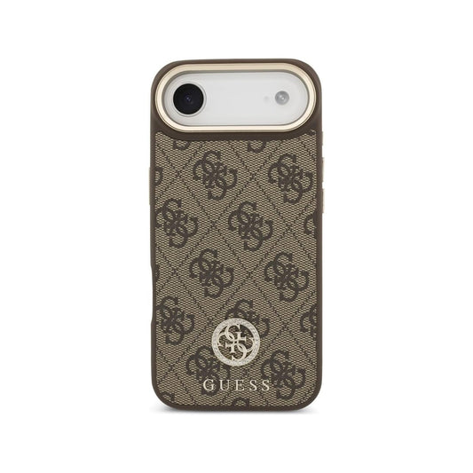 Guess Funda para iPhone Air – Carcasa de Polipiel Marrón con Logo Strass y Correa Ancha, Protección Anticaídas y Ajuste Preciso