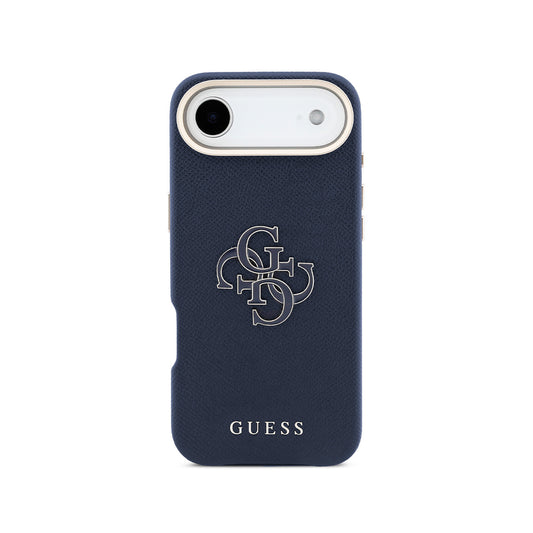 GUESS Funda Efecto Piel Logo Clásico para iPhone Air con Protección Anticaídas, Azul