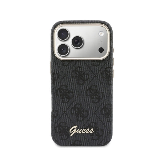 GUESS Funda Logo Script para iPhone 17 Pro Compatible con MagSafe y Protección Anticaídas, Negra