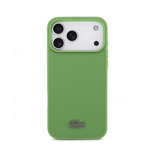 Lacoste Funda Petit Piqué para iPhone 17 Pro/18 Pro Compatible con MagSafe, Verde Botella