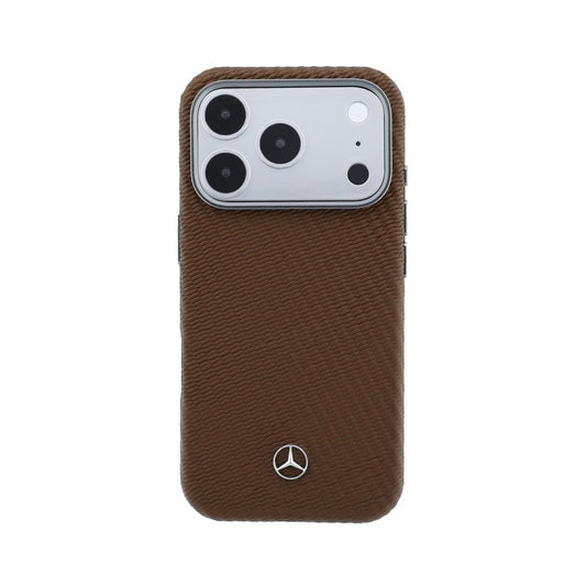 Mercedes-Benz Funda Textura Trenzada para iPhone 17 Pro/18 Pro Compatible con MagSafe, Camel