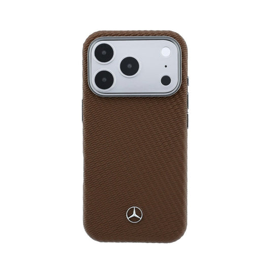 Mercedes-Benz Funda Textura Trenzada para iPhone 17 Pro Max/18 Pro Max Compatible con MagSafe, Camel