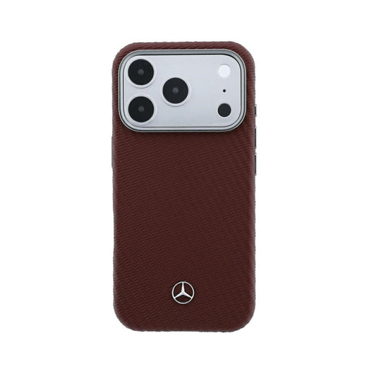 Mercedes-Benz Funda Textura Trenzada para iPhone 18 Pro Max Compatible con MagSafe, Burdeos