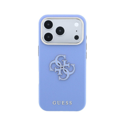 GUESS Funda Logo 4G para iPhone 18 Pro Max Compatible con MagSafe, Azul Glacial
