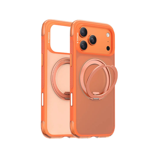 TORRAS Funda para iPhone 17 Pro Max – Carcasa Compatible con MagSafe y Soporte Giratorio O3 Air Naranja Cósmico, Protección y Ajuste Preciso