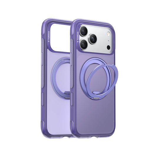 TORRAS Funda para iPhone 17 Pro – Carcasa Compatible con MagSafe y Soporte Giratorio O3 Air Violeta, Protección y Ajuste Preciso