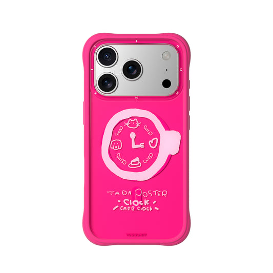 YOUNGKIT Funda CH3 Coffee Time 2.0 para iPhone 17 Pro Compatible con MagSafe, Marco de Silicona y Trasera Removible, A las 3, Rosa Barbie