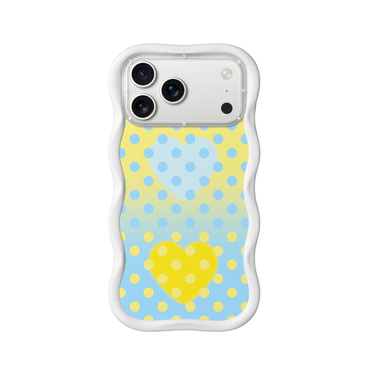 YOUNGKIT Funda CHD4 Sweetheart Wavy para iPhone 17 Pro Compatible con MagSafe, Marco de Silicona y Trasera Removible, Crema Azul, Blanco Cloud Dance