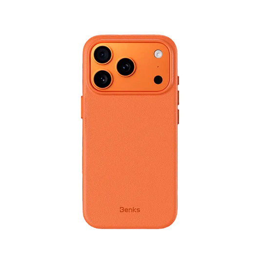 Benks Funda de Acabado Tipo Piel para iPhone 17 Pro Max/18 Pro Max Compatible con MagSafe, Naranja