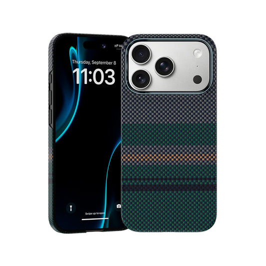 Benks Funda para iPhone 17 Pro Max – Carcasa con MagSafe de Fibra Kevlar Aurora Verde, Diseño Ultrafino y Ajuste Preciso