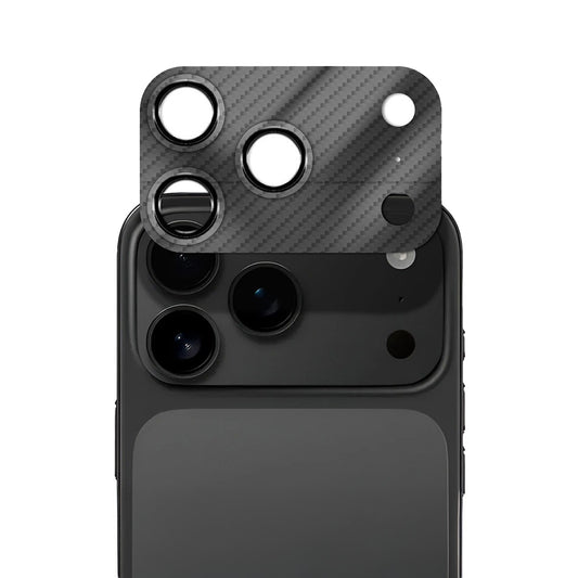 CASEWORLD Protector de Cámara para iPhone 17 Pro – Fibra de Carbono Negro, Protección Completa y Ajuste Preciso