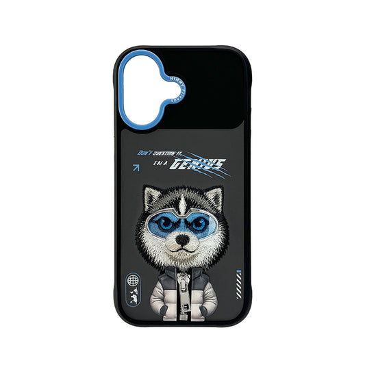 NIMMY Friends Funda Husky Cool & Cute 2.0 para iPhone 16, 3D Bordada