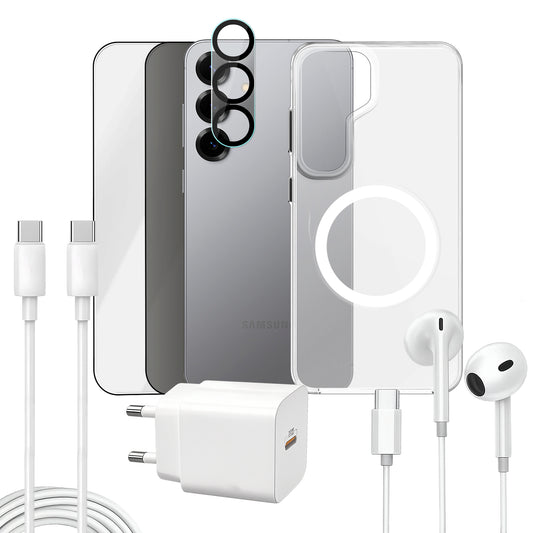 APOKIN Pack 7 en 1 para Galaxy S25: Funda Magnética + Kit Completo de Accesorios