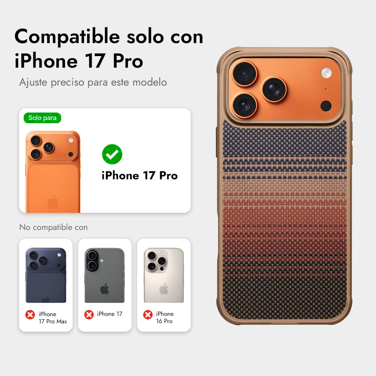 PITAKA Funda ProGuard de Fibra de Aramida para iPhone 17 Pro/18 Pro Compatible con MagSafe, Sunset