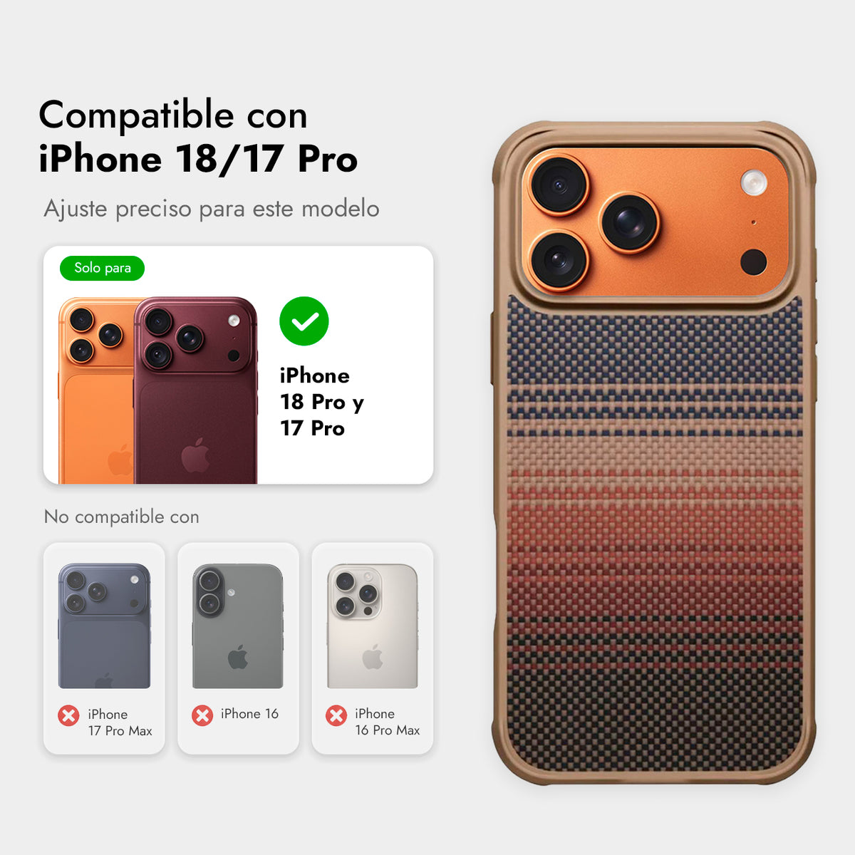 PITAKA Funda ProGuard de Fibra de Aramida para iPhone 17 Pro/18 Pro Compatible con MagSafe, Sunset