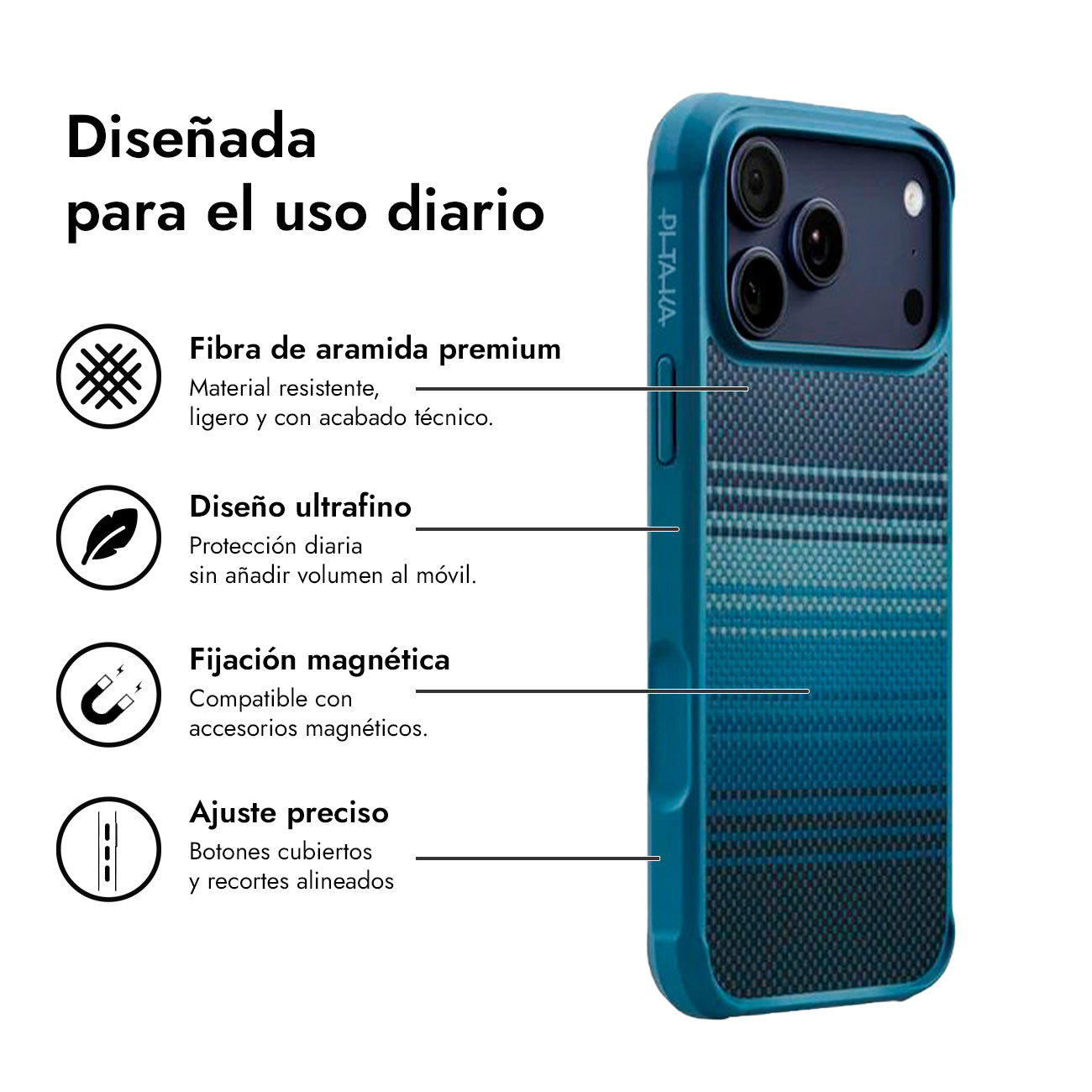 PITAKA Funda ProGuard de Fibra de Aramida para iPhone 17 Pro/18 Pro Compatible con MagSafe, Moonrise