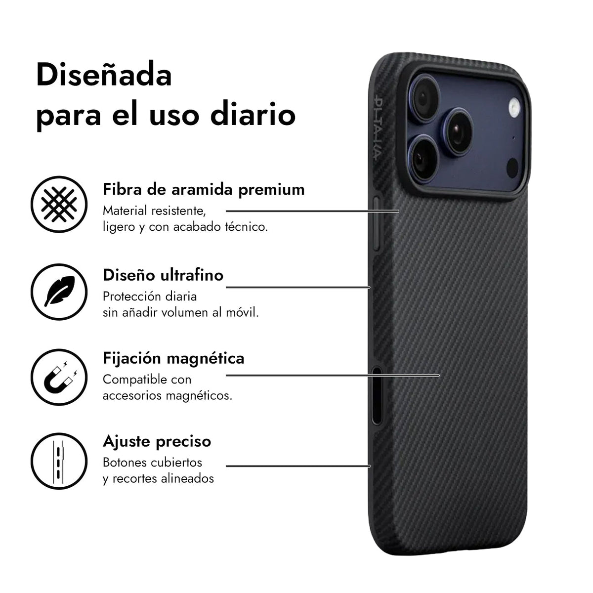 PITAKA Case for iPhone 17 Pro Max – UltraGuard Aramid Fiber Cover Black/Gray, Durable Protection and Precise Fit