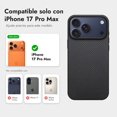 PITAKA Funda UltraGuard de Fibra de Aramida para iPhone 17 Pro Max Compatible con MagSafe, Negro/Gris