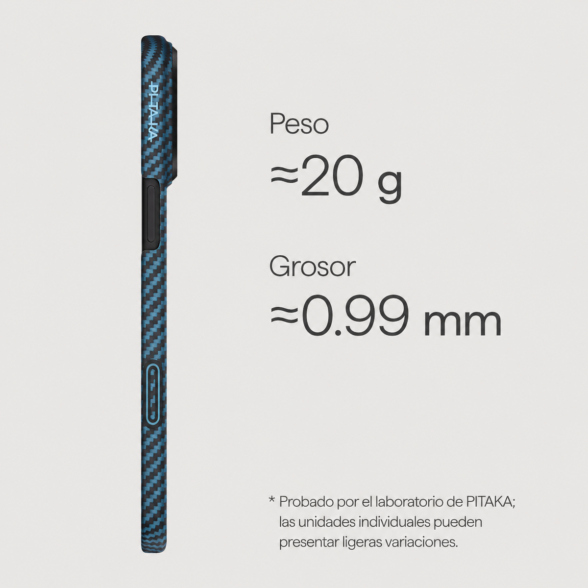 PITAKA Funda Ultra Fina de Fibra de Aramida para iPhone 17 Pro Max/18 Pro Max Compatible con MagSafe, Negro/Azul