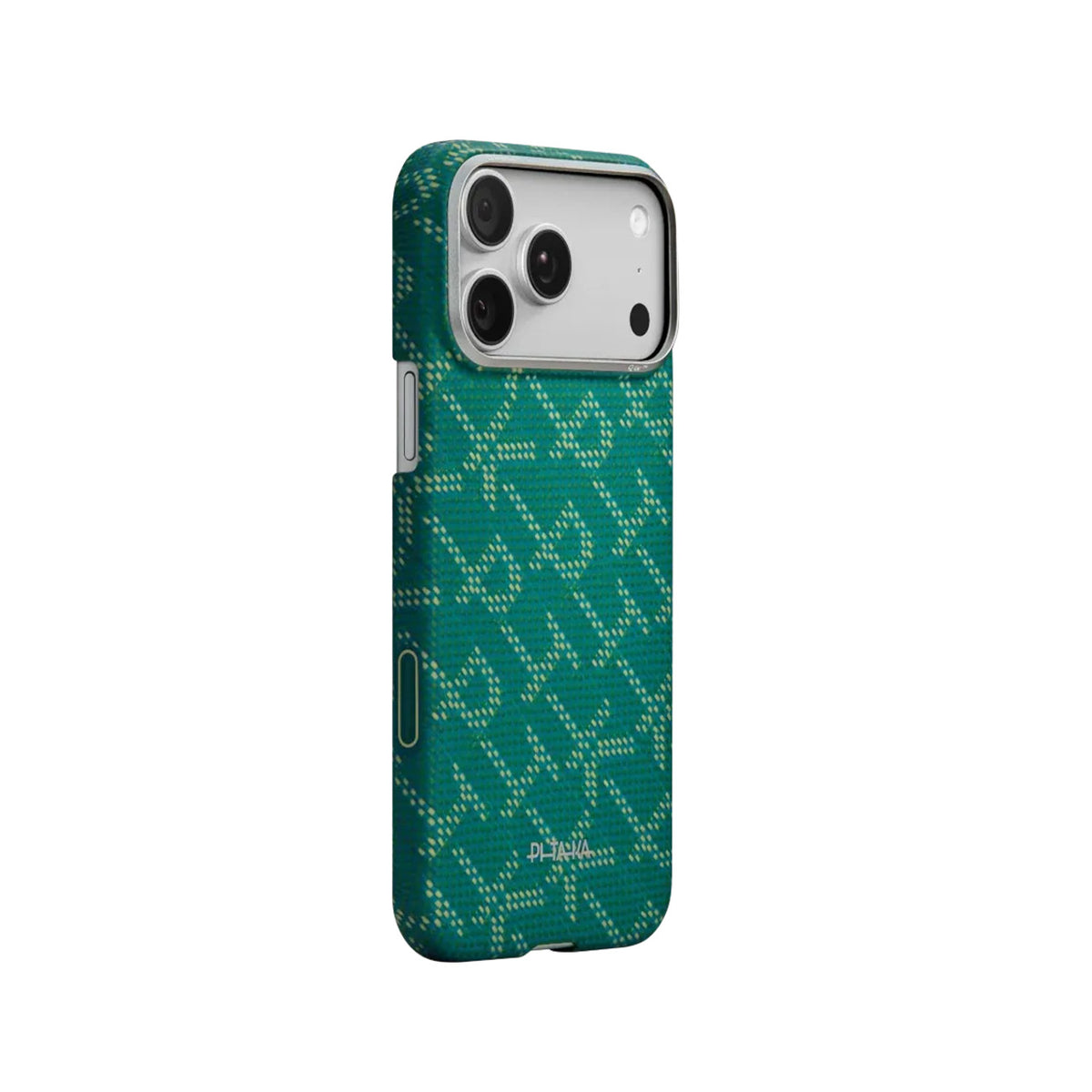 PITAKA Funda Ultra Fina de Fibra de Aramida para iPhone 17 Pro/18 Pro Compatible con MagSafe, Monogram Dorado/Verde