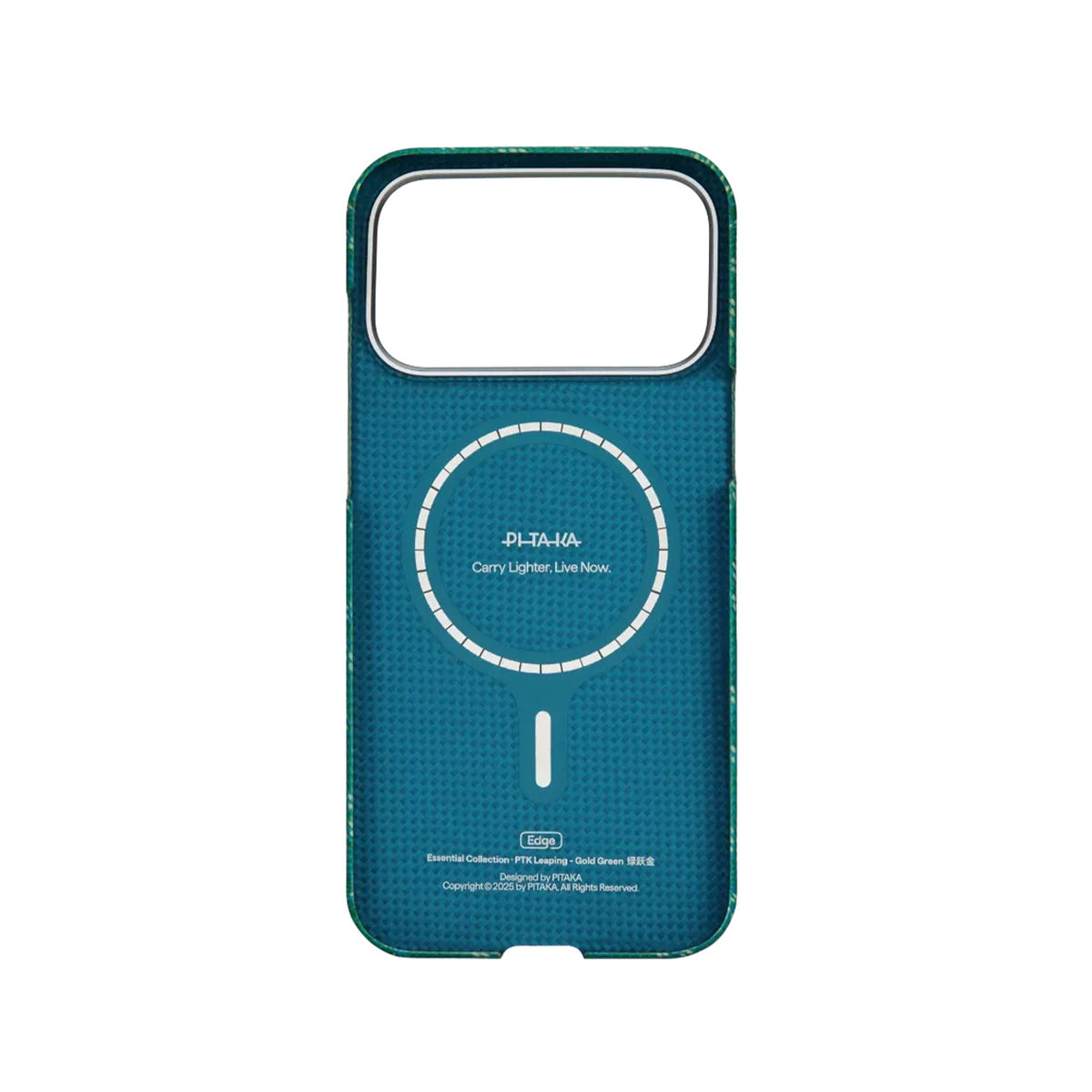 PITAKA Funda Ultra Fina de Fibra de Aramida para iPhone 17 Pro Max/18 Pro Max Compatible con MagSafe, Monogram Dorado/Verde