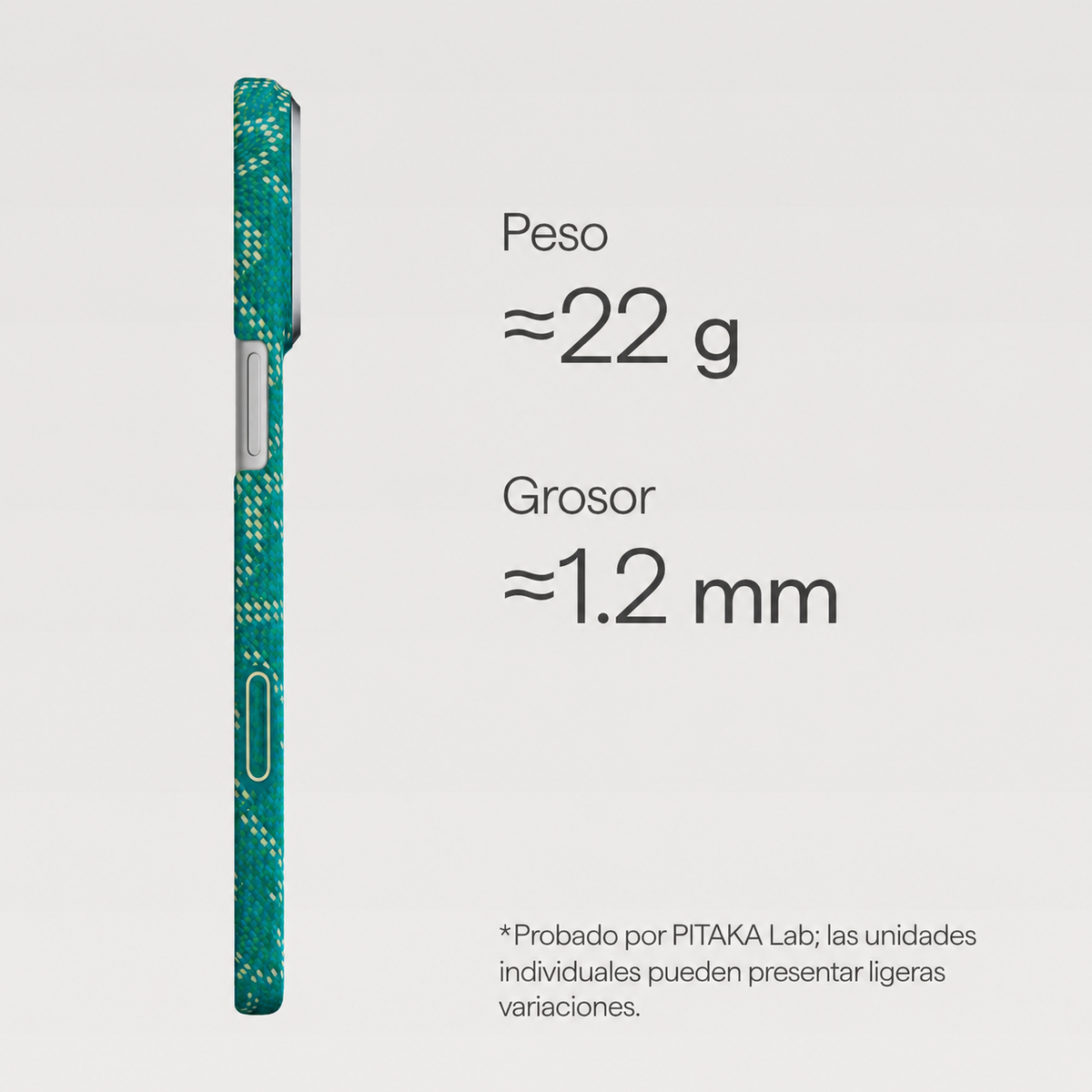 PITAKA Funda Ultra Fina de Fibra de Aramida para iPhone 17 Pro/18 Pro Compatible con MagSafe, Monogram Dorado/Verde