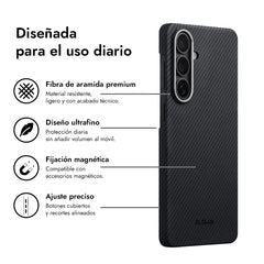PITAKA Funda para Samsung S26 Plus – Carcasa Edge Negro/Gris Twill, Diseño Ultrafino y Ajuste Preciso