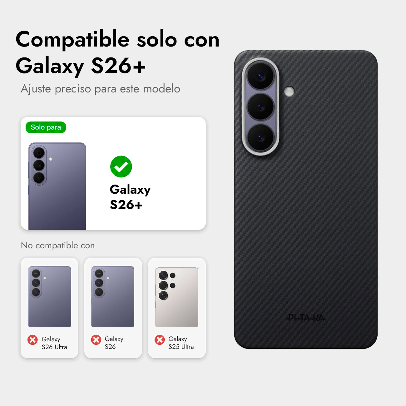 PITAKA Case for Samsung S26 Plus – Black/Grey Twill Edge Case, Ultra-thin Design and Precise Fit