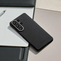 PITAKA Funda para Samsung S26 Ultra – Carcasa Edge Negro/Gris Twill, Diseño Ultrafino y Ajuste Preciso