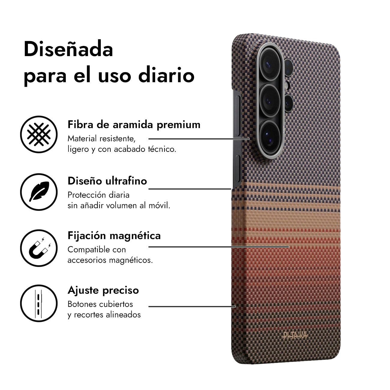 PITAKA Funda Edge de Fibra de Aramida para Galaxy S26 Ultra con Anillo Magnético, Sunset