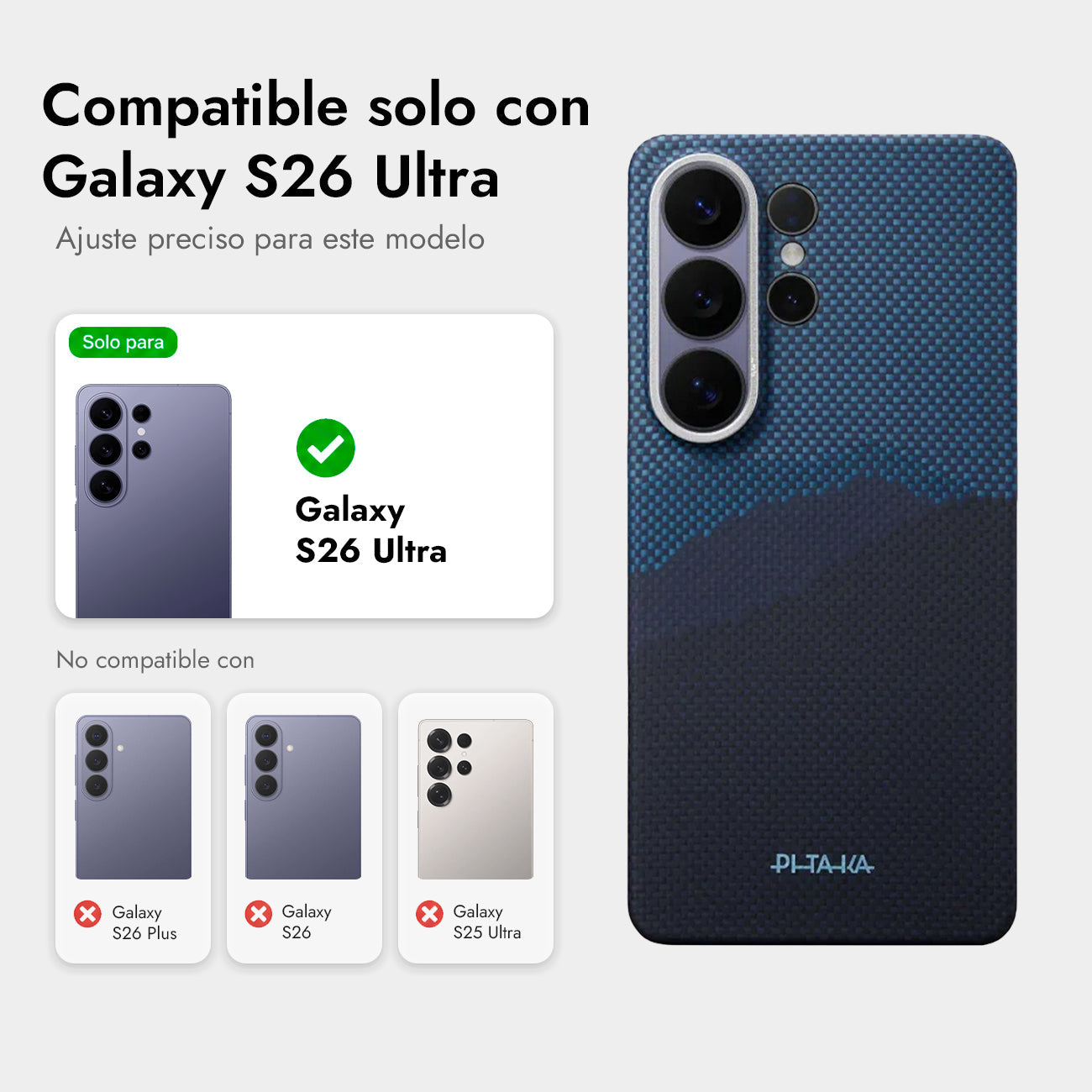 PITAKA Funda Edge de Fibra de Aramida para Galaxy S26 Ultra con Anillo Magnético, Over the Horizon
