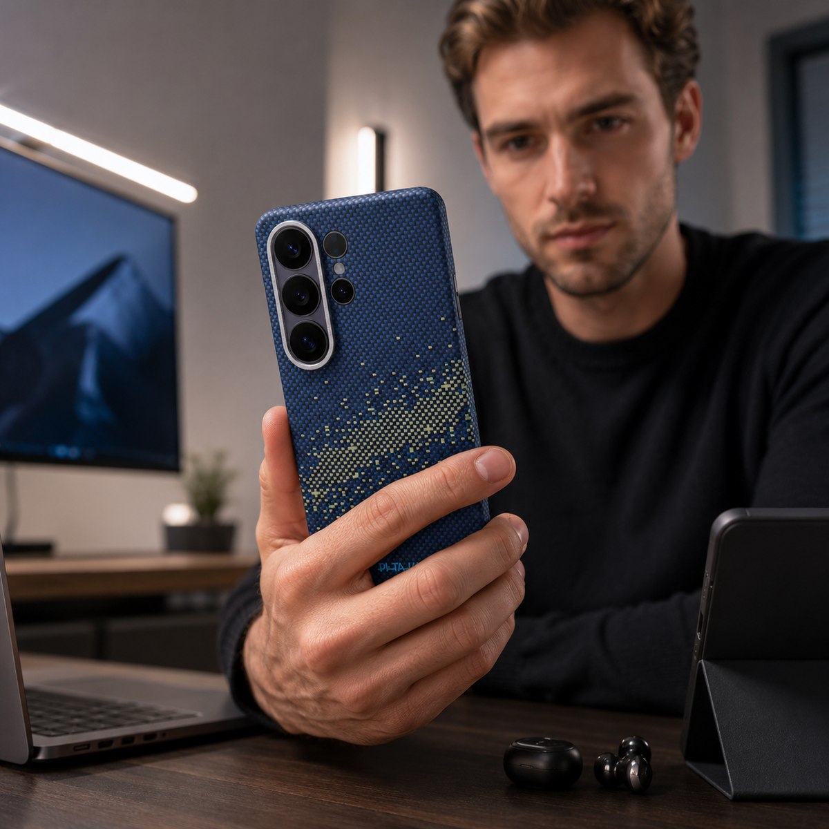PITAKA Funda Edge de Fibra de Aramida para Galaxy S26 Ultra con Anillo Magnético, Milky Way Galaxy