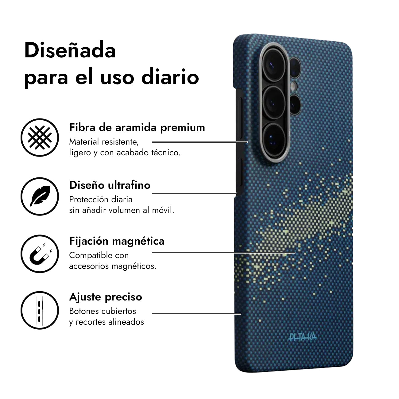 PITAKA Funda Edge de Fibra de Aramida para Galaxy S26 Ultra con Anillo Magnético, Milky Way Galaxy