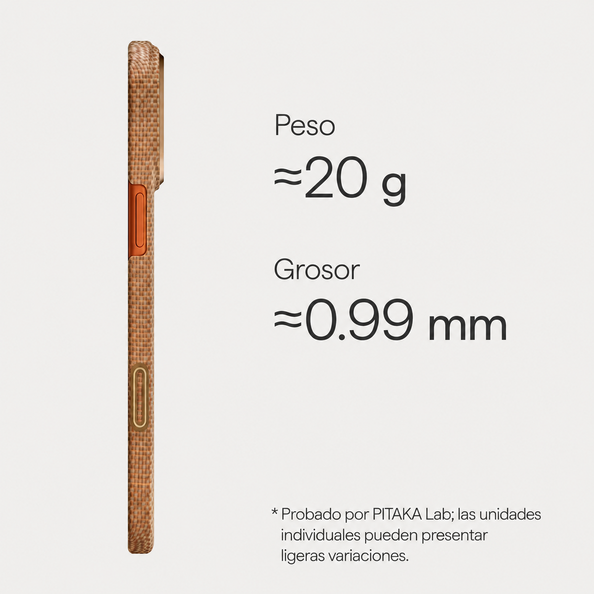 PITAKA Funda Ultra Fina de Fibra de Aramida para iPhone 17 Pro Max/18 Pro Max Compatible con MagSafe, Golden Glint
