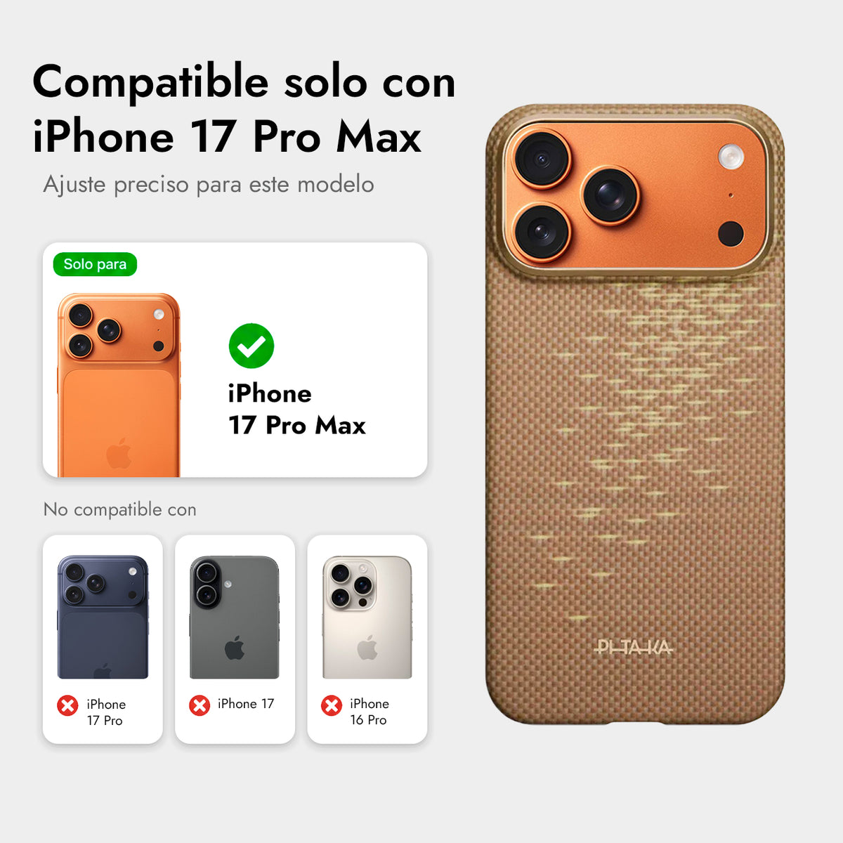 PITAKA Funda Ultra Fina de Fibra de Aramida para iPhone 17 Pro Max/18 Pro Max Compatible con MagSafe, Golden Glint
