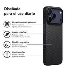 PITAKA Case for iPhone 17 Pro Max – Ultra Thin Black/Grey Case, Ultralight Design and Precise Fit