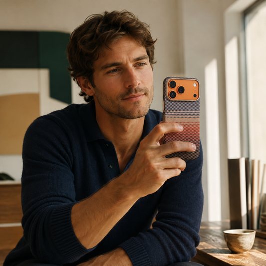 PITAKA Funda para iPhone 17 Pro Max – Carcasa de Fibra de Aramida UltraGuard Sunset, Protección Resistente y Ajuste Preciso