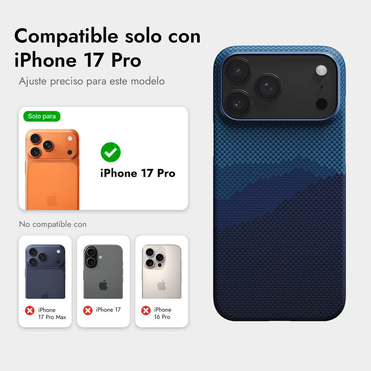 PITAKA Funda Ultra Fina de Fibra de Aramida para iPhone 17 Pro/18 Pro Compatible con MagSafe, Over the Horizon