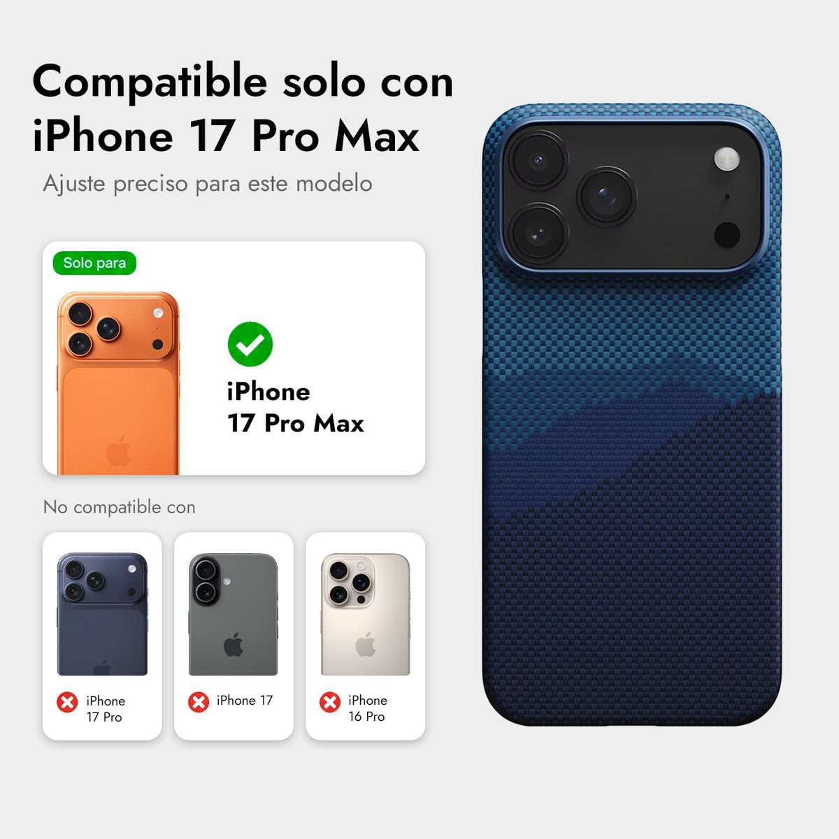 PITAKA Funda Ultra Fina de Fibra de Aramida para iPhone 17 Pro Max/18 Pro Max Compatible con MagSafe, Over the Horizon