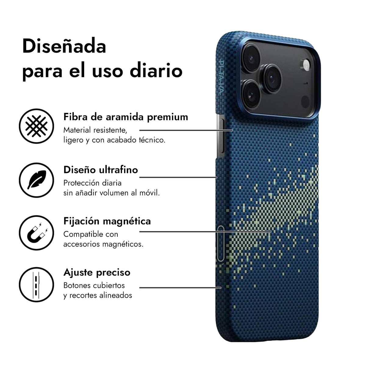 PITAKA Funda Ultra Fina de Fibra de Aramida para iPhone 17 Pro/18 Pro Compatible con MagSafe, Milky Way Galaxy