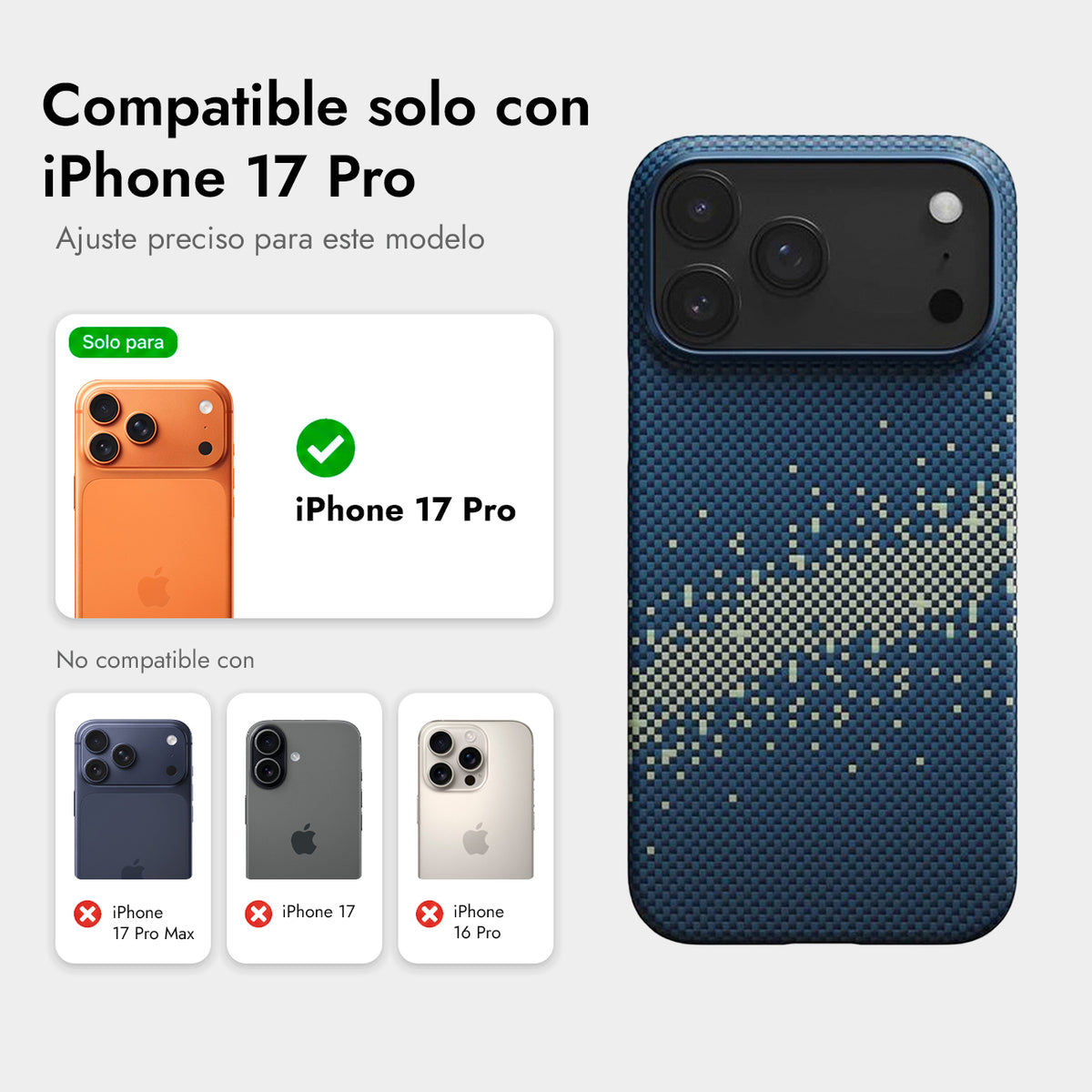 PITAKA Funda Ultra Fina de Fibra de Aramida para iPhone 17 Pro/18 Pro Compatible con MagSafe, Milky Way Galaxy