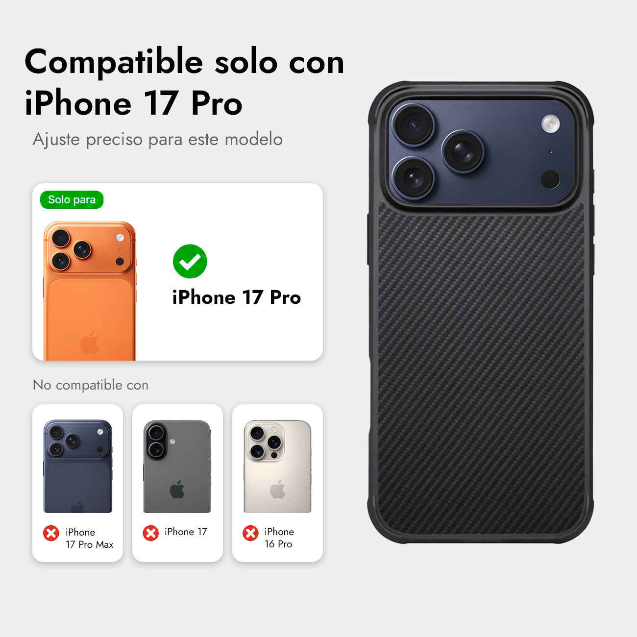 PITAKA Funda ProGuard de Fibra de Aramida para iPhone 17 Pro/18 Pro Compatible con MagSafe, Negro/Gris