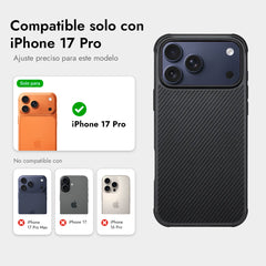 PITAKA Funda para iPhone 17 Pro – Carcasa de Fibra de Aramida ProGuard Negro/Gris, Protección Resistente y Ajuste Preciso